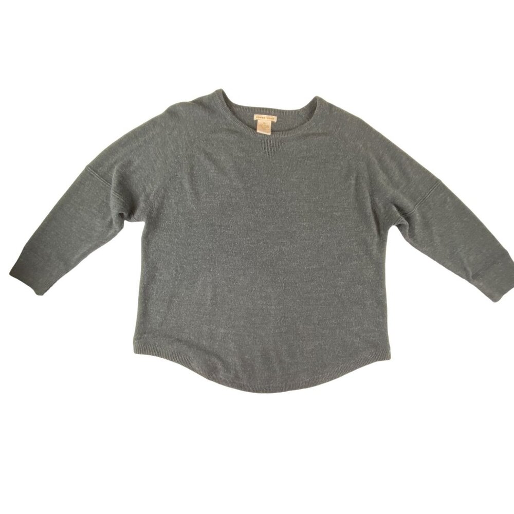 Sweet Romeo Womens Pullover Short Gray Crewneck Acrylic 3/4 Sleeve Sweater XL